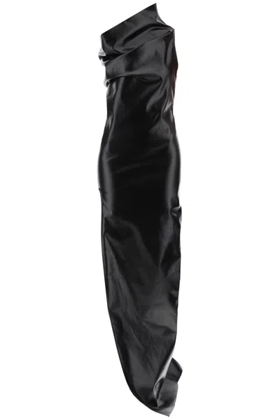 Shop Rick Owens Athena Maxi Dress In Laquered Denim In Black