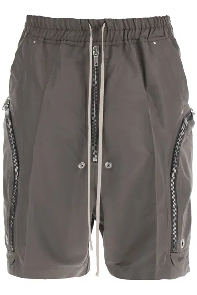 Shop Rick Owens Faille Cargo Shorts In Grey