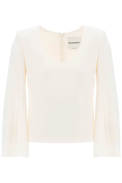 Shop Roland Mouret Cady Top With Flared Sleeve In White