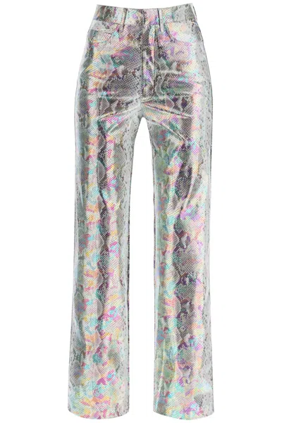 Shop Rotate Birger Christensen 'rotie' Snake-embossed Pants In Mixed Colours