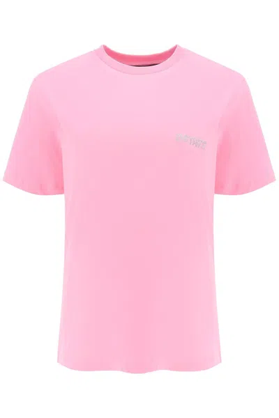 Shop Rotate Birger Christensen Crystal Cut-out T-shirt In Pink
