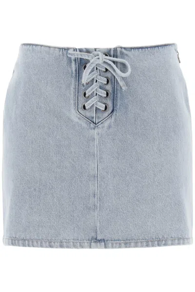 Shop Rotate Birger Christensen Denim Mini Skirt In Light Blue