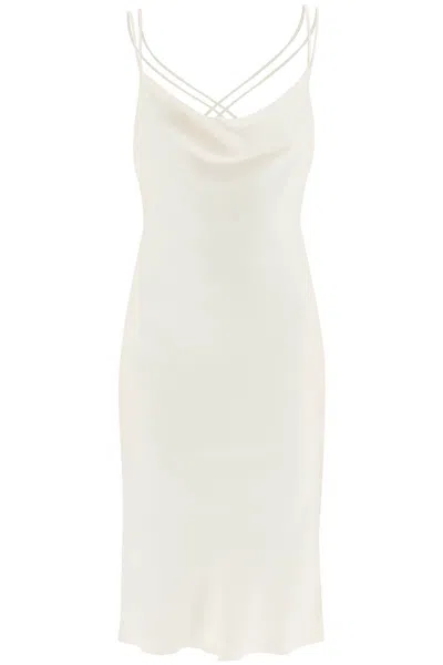 Shop Rotate Birger Christensen Responsible Satin Midi Dress In White