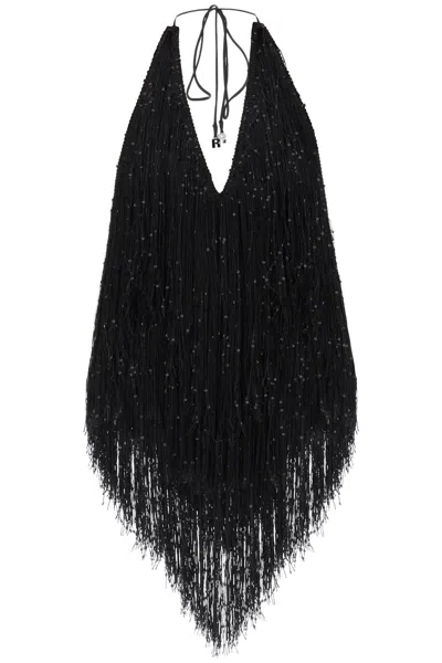 Shop Rotate Birger Christensen Sequined Fringed Mini Dress In Black