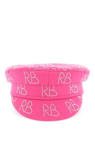 Shop Ruslan Baginskiy Rhinestones Baker Boy Cap In Pink
