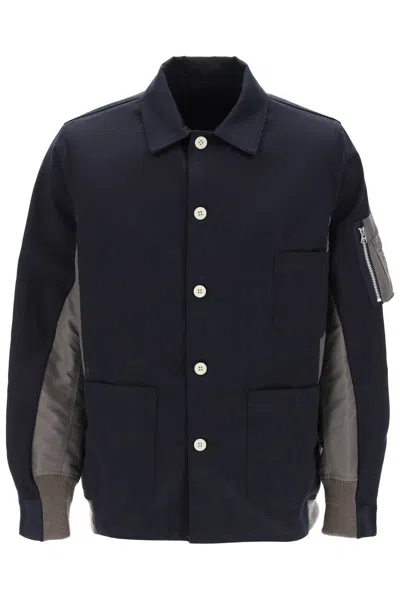 Shop Sacai Cotton And Nylon Blouson With Side Z In Mixed Colours