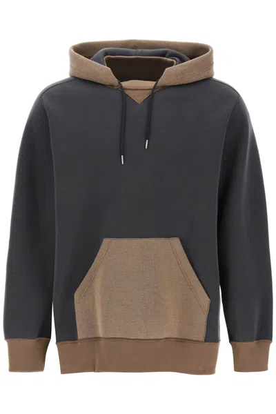 Shop Sacai Hooded Sweatshirt With Reverse In Mixed Colours