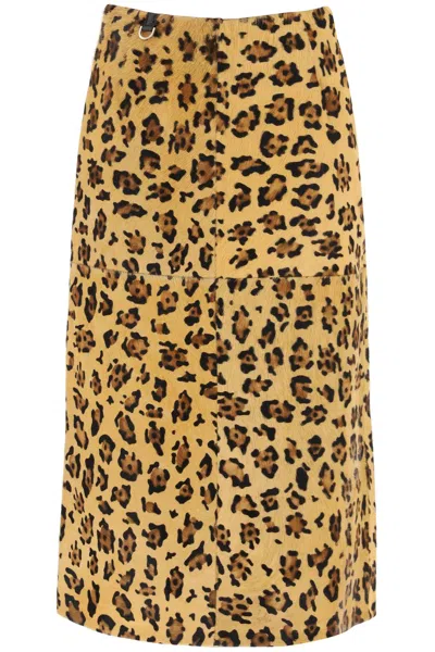 Shop Saks Potts 'carolyn' Midi Skirt In Leopard Ponyskin In Mixed Colours