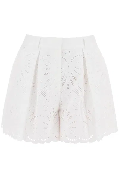 Shop Self-portrait Lace Sangallo Shorts For In White