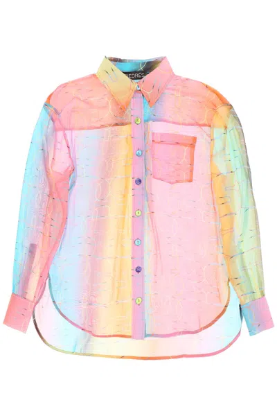 Shop Siedres Esme Shirt In Silk Chiffon In Multicolor