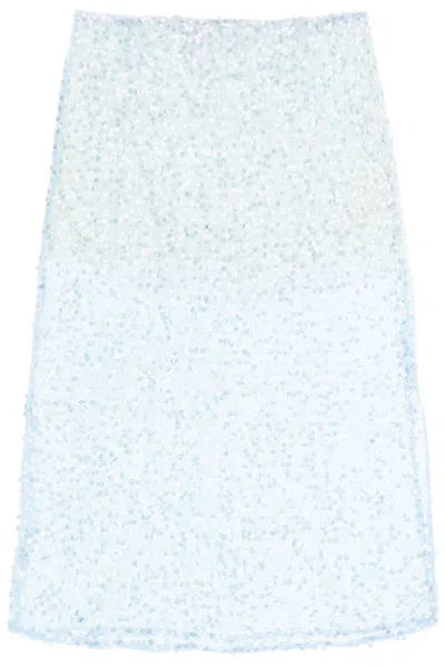Shop Siedres Helen Sequined Midi Skirt In Light Blue