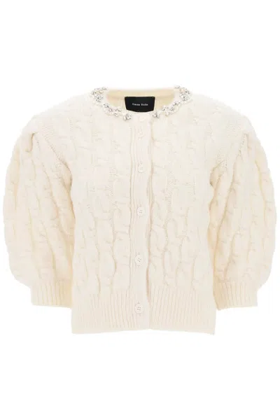 Shop Simone Rocha Cardigan With Appliques In White