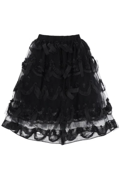 Shop Simone Rocha Embroidered Tutu Skirt In Black