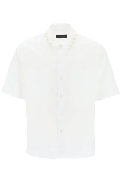 Shop Simone Rocha Oversize Shirt With Pearls In White