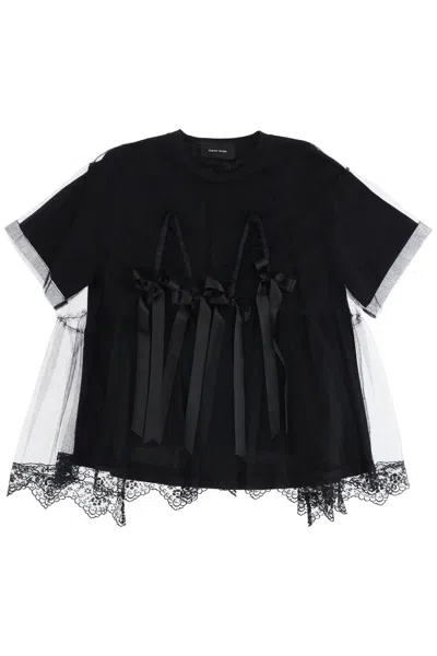 Shop Simone Rocha Tulle Top With Lace And Bows In Black
