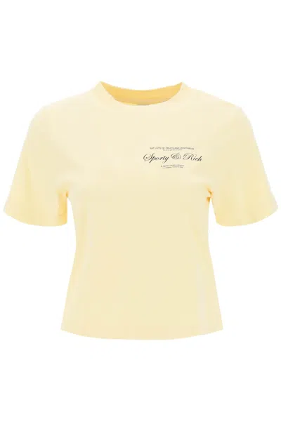 Shop Sporty And Rich Sporty Rich Cropped T-shirt In Yellow