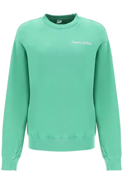 Shop Sporty And Rich Sporty Rich Le Racquet Club Crew-neck Sweatshirt In Green