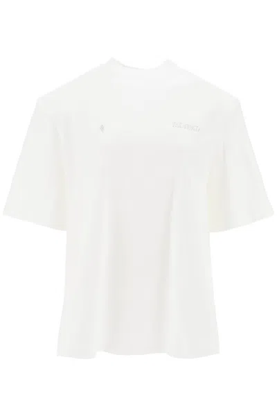 Shop Attico Kilie Oversized T-shirt With Padded Shoulders In White