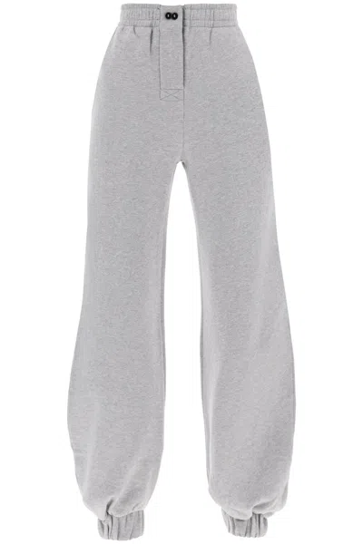 Shop Attico Melange Cotton Sweatpants In Grey