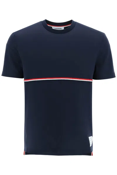 Shop Thom Browne T-shirt With Tricolor Pocket In Blue