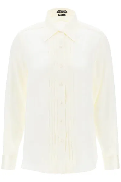 Shop Tom Ford Silk Charmeuse Blouse Shirt In Mixed Colours