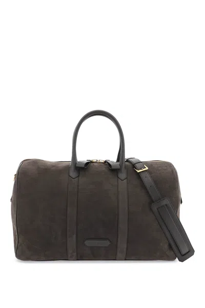 Shop Tom Ford Suede Duffle Bag In Brown
