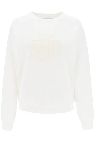 Shop Tory Burch Crew-neck Sweatshirt With T Logo In White