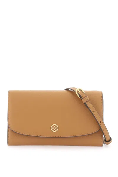 Shop Tory Burch Mini Robinson Shoulder Bag With Strap In Brown
