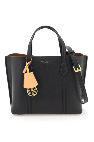 Tory Burch Shopping Perry Small In Pelle Martellata Color In Black