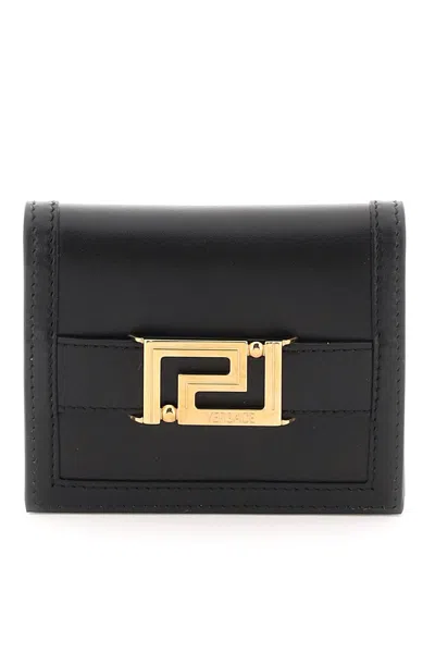 Shop Versace Greca Goddes Wallet In Black