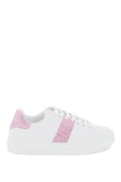 Shop Versace Greca Sneakers With Crystals In Mixed Colours