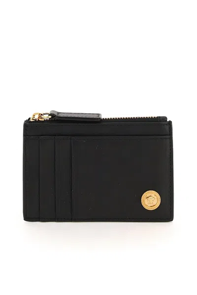 Shop Versace Medusa Zipped Cardholder In Black