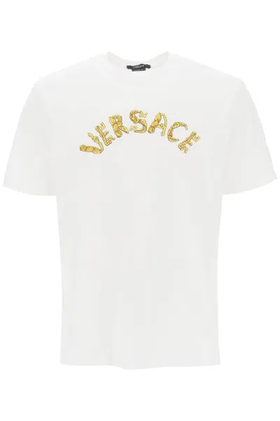Shop Versace Seashell Baroque T-shirt In White