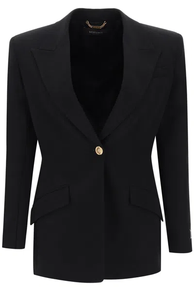 Shop Versace Single-breasted Medusa Jacket In Black