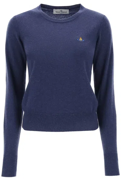 Shop Vivienne Westwood Bea Cardigan With Logo Embroidery In Blue