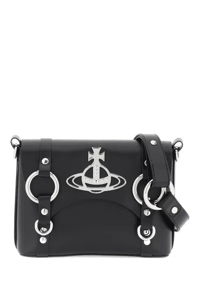 Shop Vivienne Westwood Smooth Leather Kim Shoulder Bag With Adjustable Strap. In Black