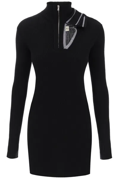 Shop Y/project Double Neckline Merino Mini Dress In Black