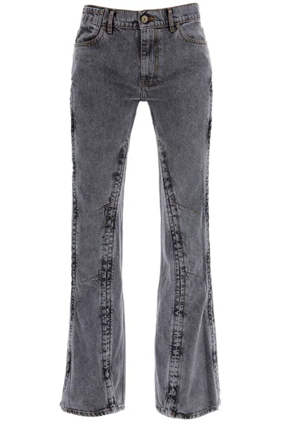 Shop Y/project Hook-and-eye Flared Jeans In Black