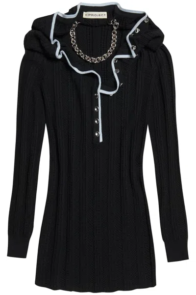 Shop Y/project Merino Wool Dress With Necklace In Black