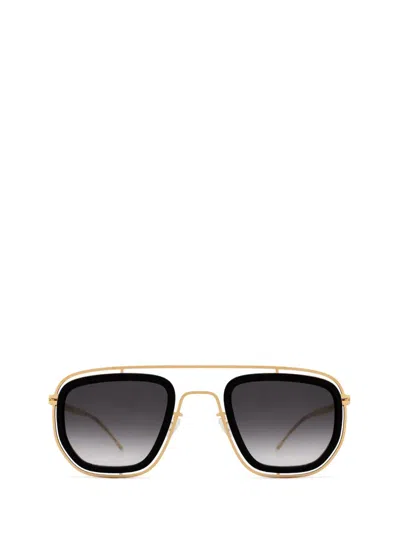 Shop Mykita Sunglasses In Mh7-pitch Black/glossy Gold
