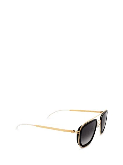 Shop Mykita Sunglasses In Mh7-pitch Black/glossy Gold