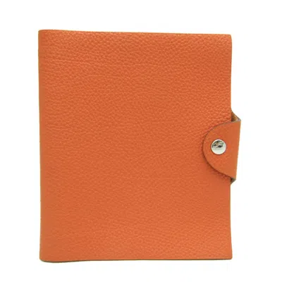 Shop Hermes Ulysse Leather Wallet () In Orange