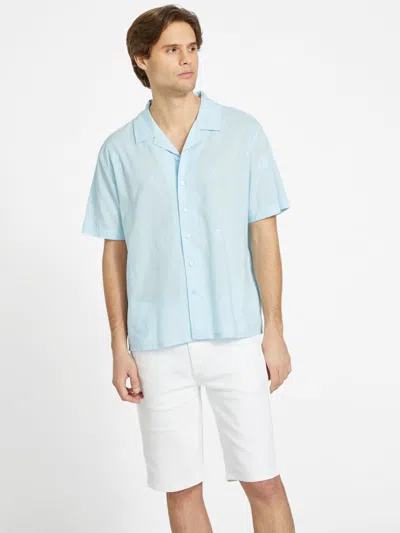 Shop Guess Factory Naples Embroidered Shirt In Blue