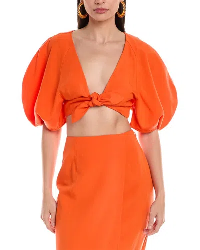 Shop Mara Hoffman Navya Linen-blend Top In Orange