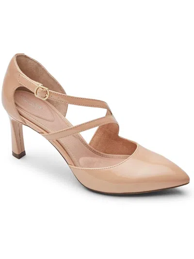 Shop Rockport Womens Patent Leather D'orsay Pumps In Beige