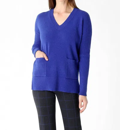 Shop Lisette L Andrea 2 Pocket Sweater In Cobalt Blue