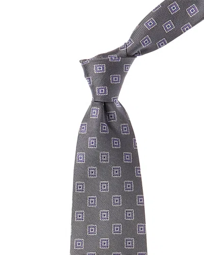 Shop Brooks Brothers Grey Square Silk Tie In Purple