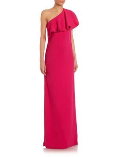 Shop Lanvin Ruffled One-shoulder Gown In Shocking Pink