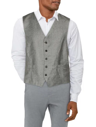 Shop Lauren Ralph Lauren Mens Wool Houndstooth Suit Vest In Grey