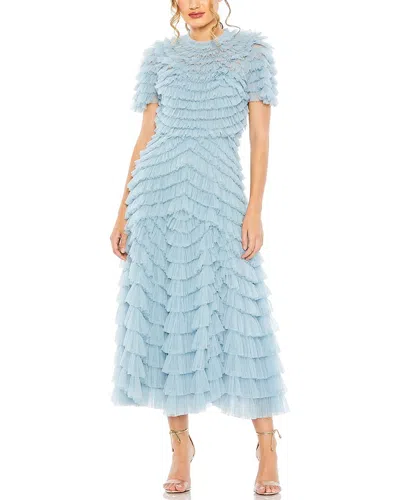 Shop Mac Duggal High Neck Short Sleeve Tiered Ruffle A-line Dress In Multi
